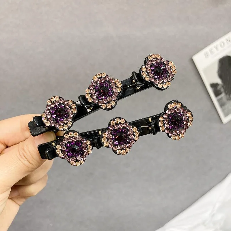 Sparkling Crystal Stone Braided Hair Clips Satin Rhinestone Fabric Hair Bands AU