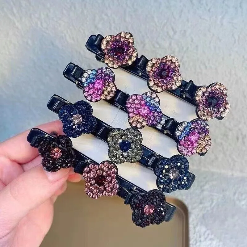 Sparkling Crystal Stone Braided Hair Clips Satin Rhinestone Fabric Hair Bands AU