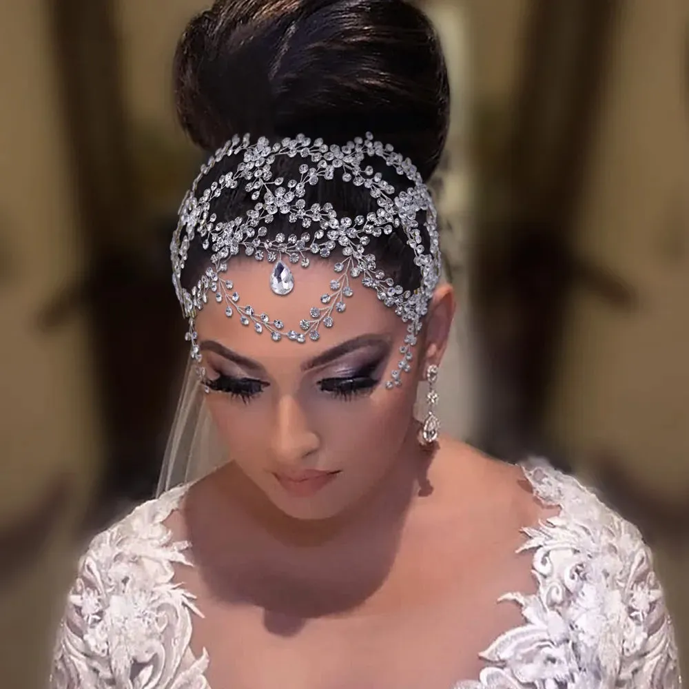 Sparkling Rhinestone Bridal Headband: Glamorous Crystal Forehead Chain