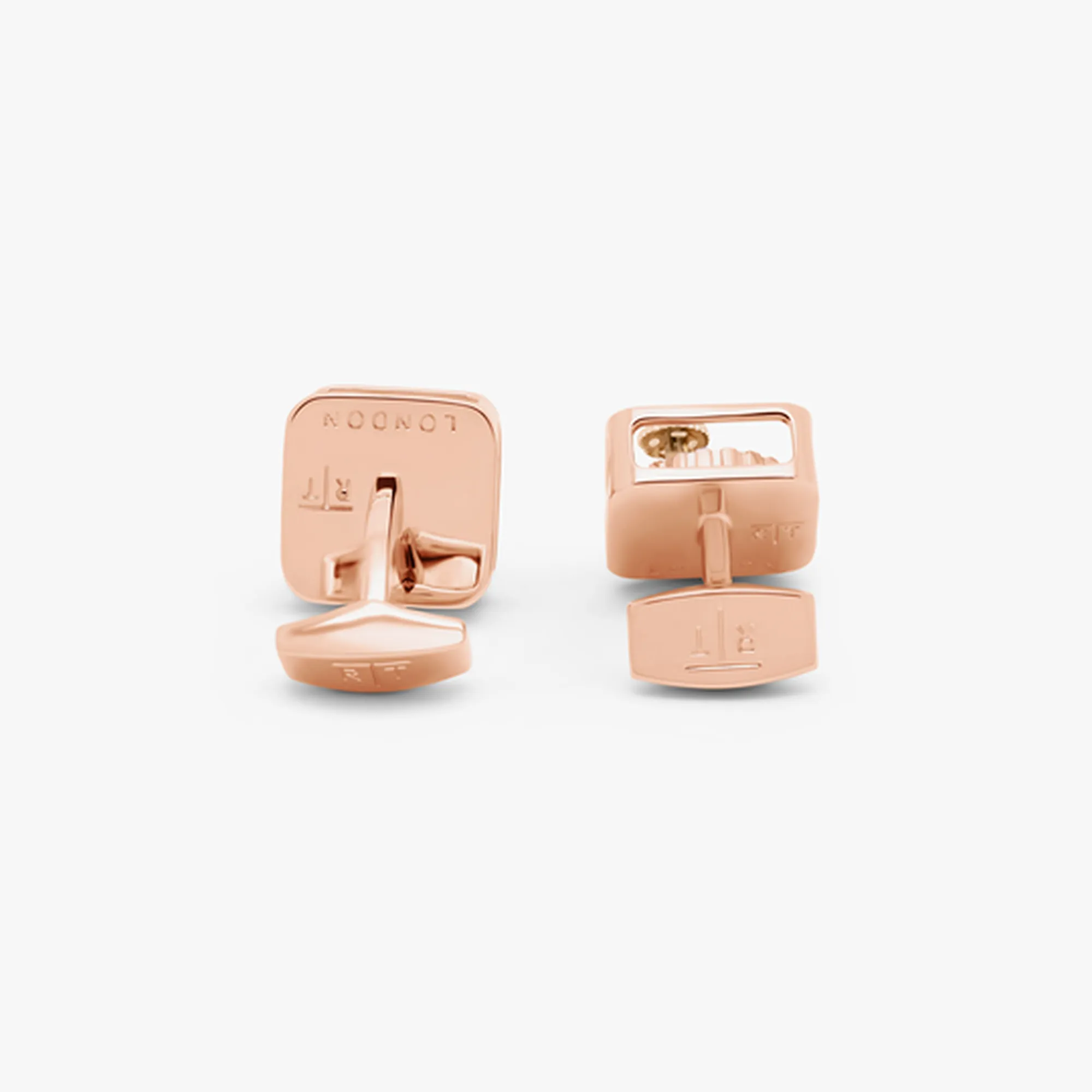 Square Gear cufflinks in rose gold plated stainless steel - Tateossian