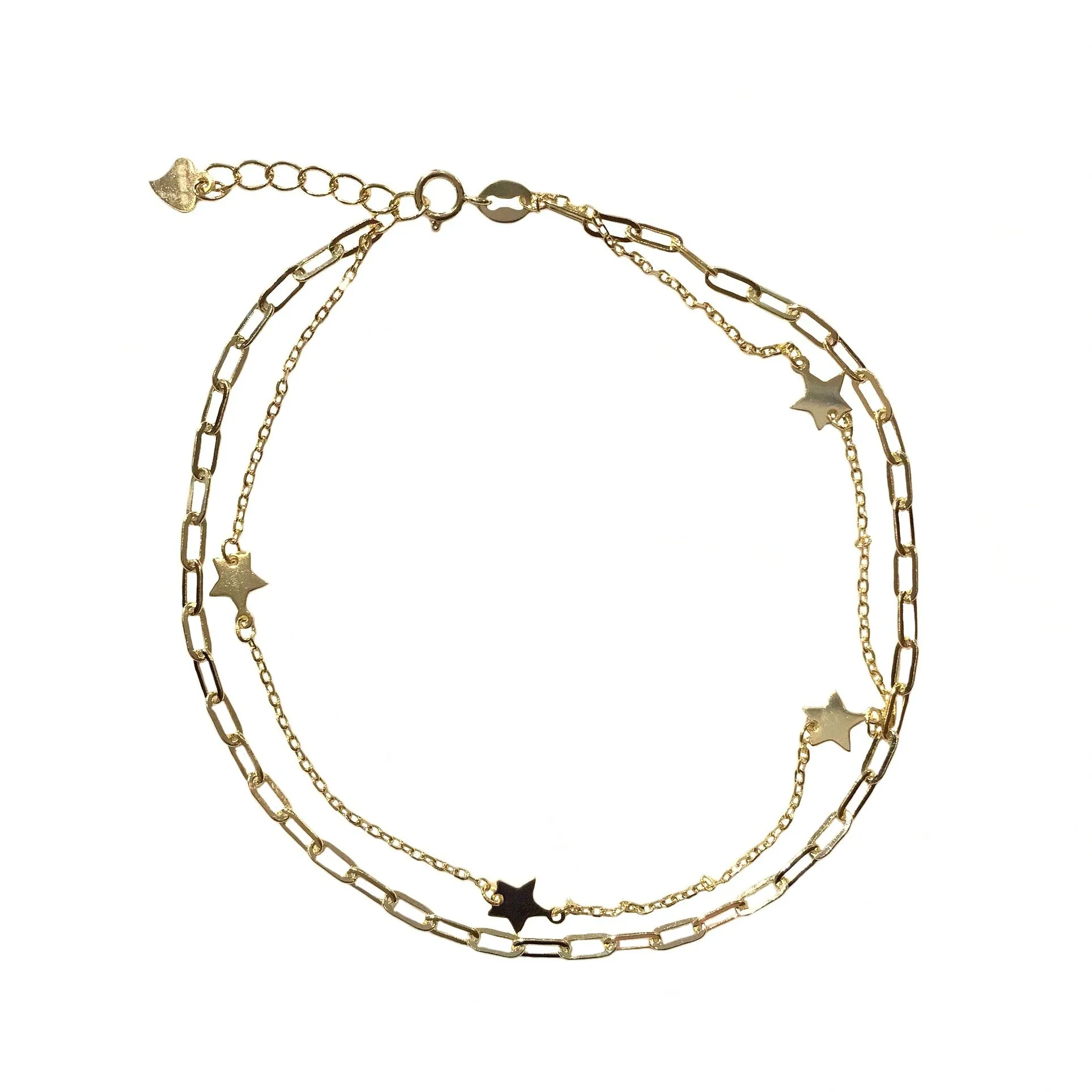 Star Chain Link Layered Anklet