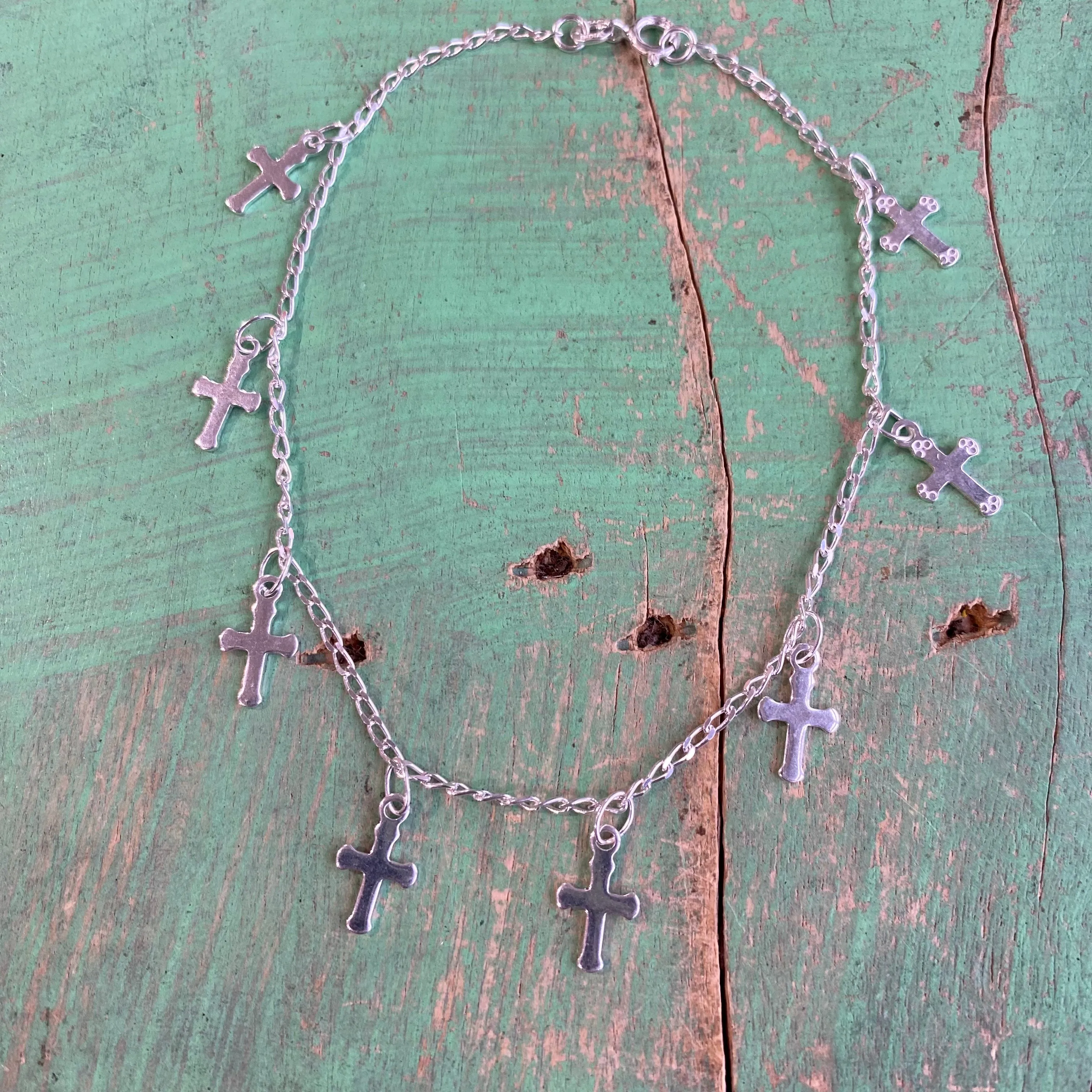 Sterling Silver Cross Charm Anklet