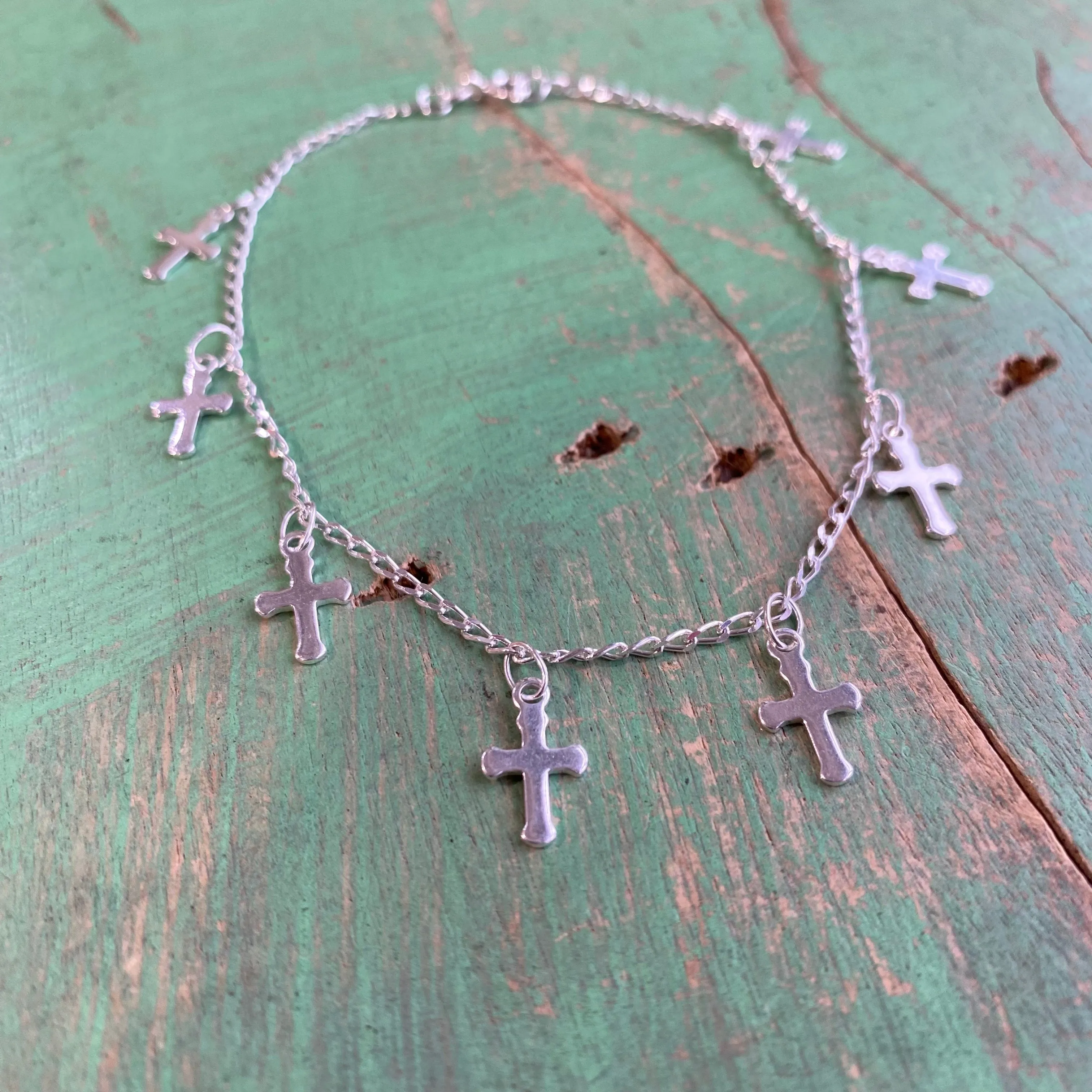 Sterling Silver Cross Charm Anklet