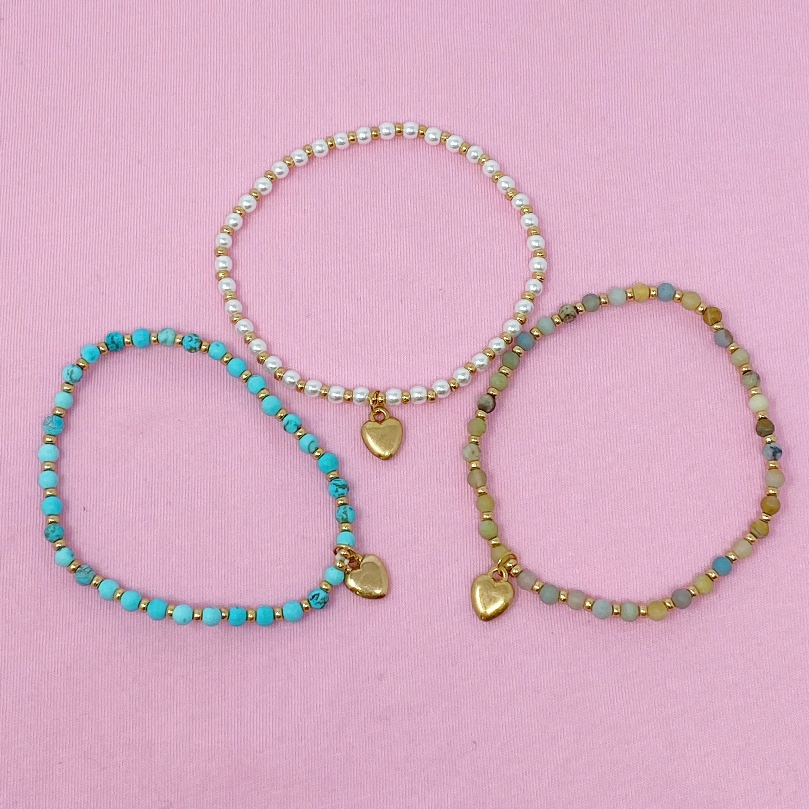 Stone Bead Heart Anklet