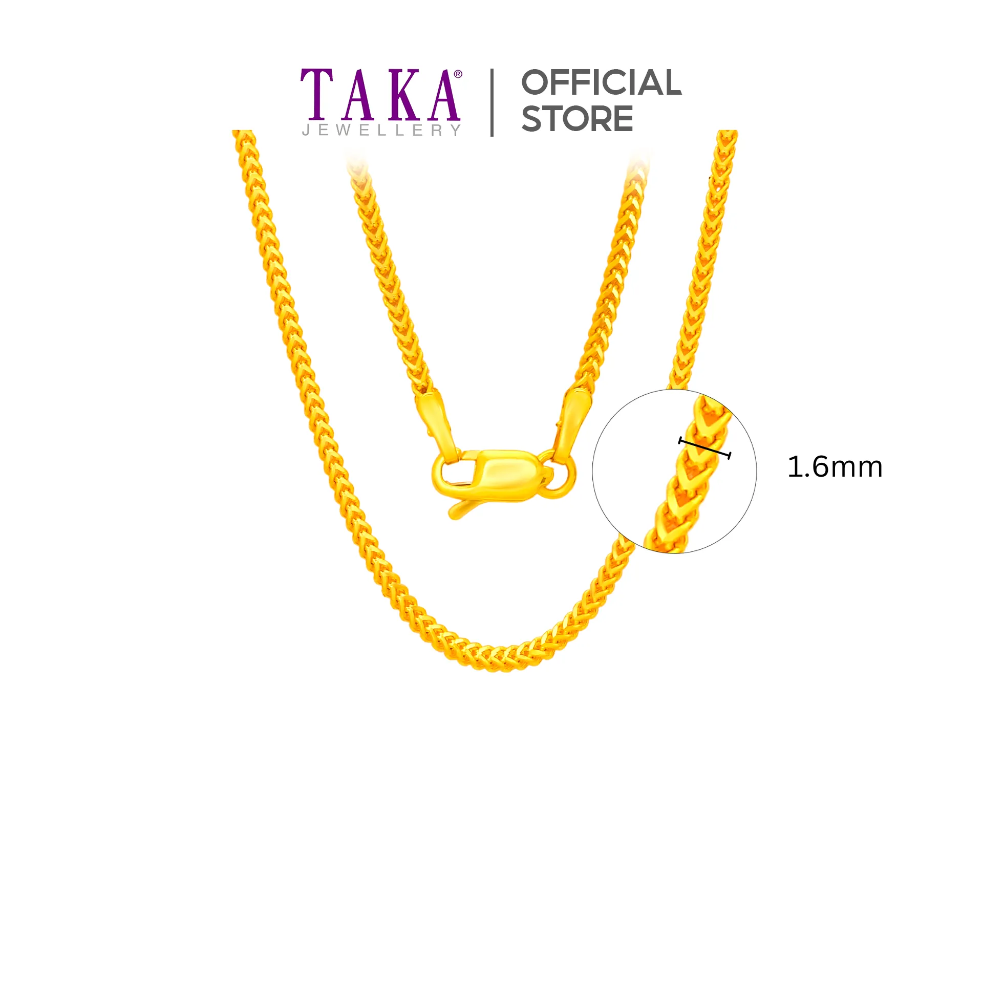 TAKA Jewellery 916 Gold Chain Foxtail