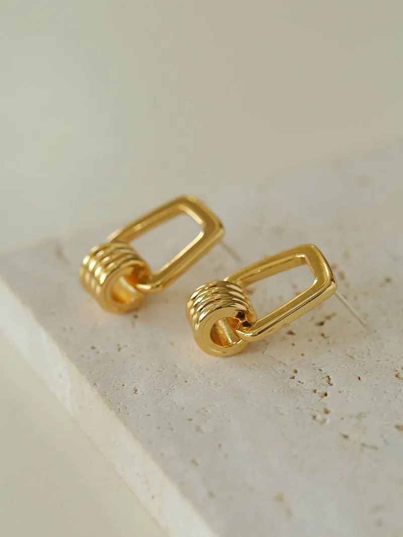 Trapezoidal Geometric Striped Earrings