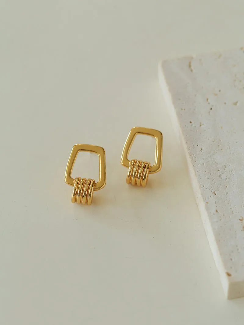 Trapezoidal Geometric Striped Earrings