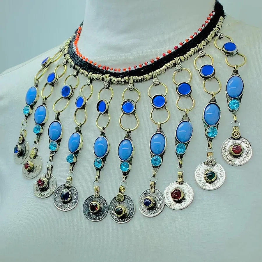 Tribal Dangling Coins Choker Necklace