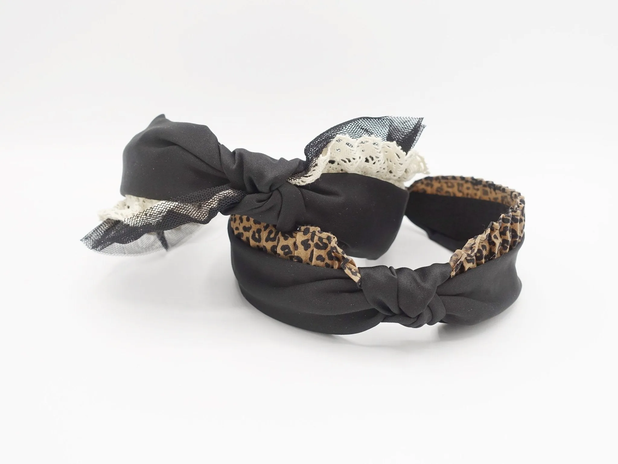 trim decorated satin knot headband for women