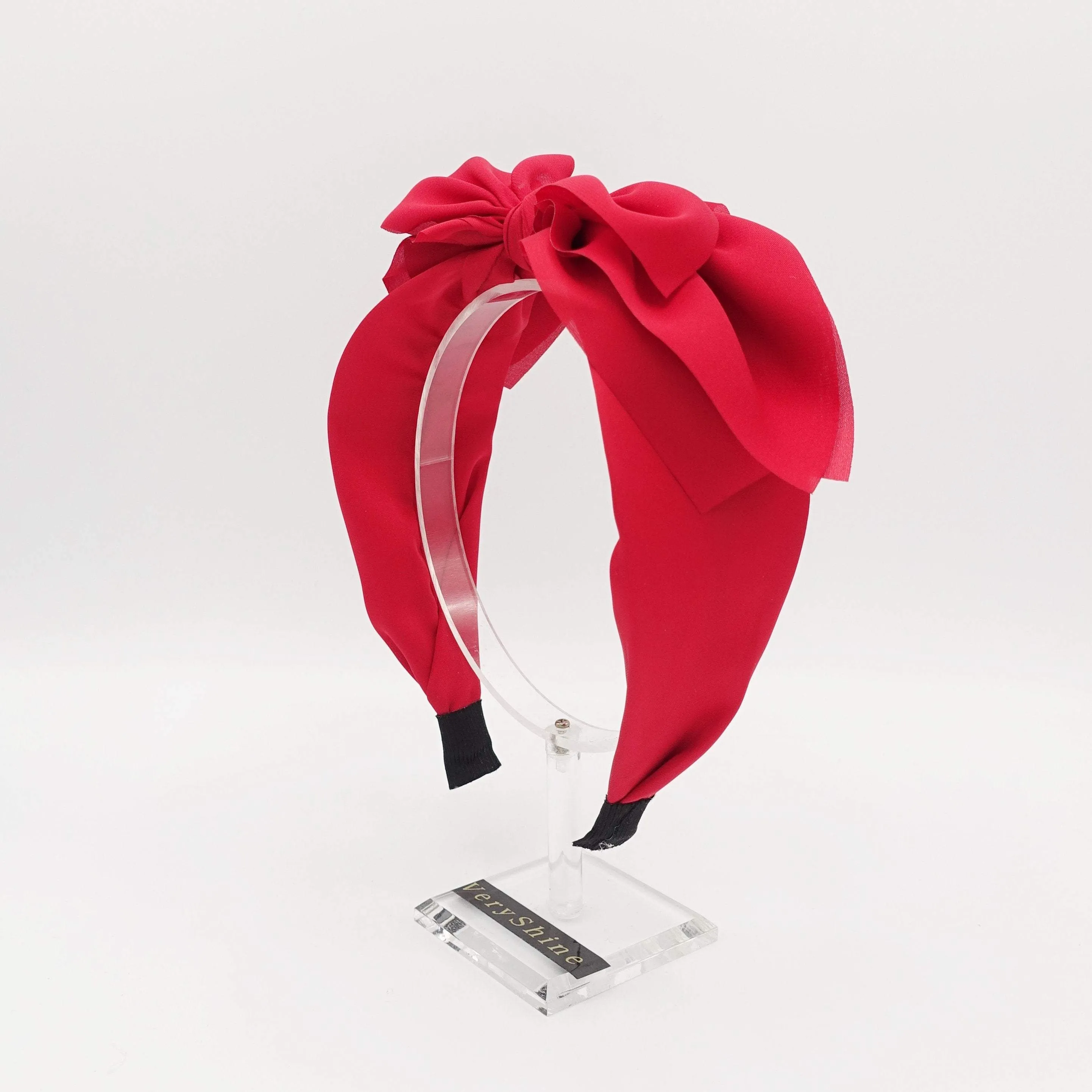 triple layered bow knot headband chiffon solid hairband for women