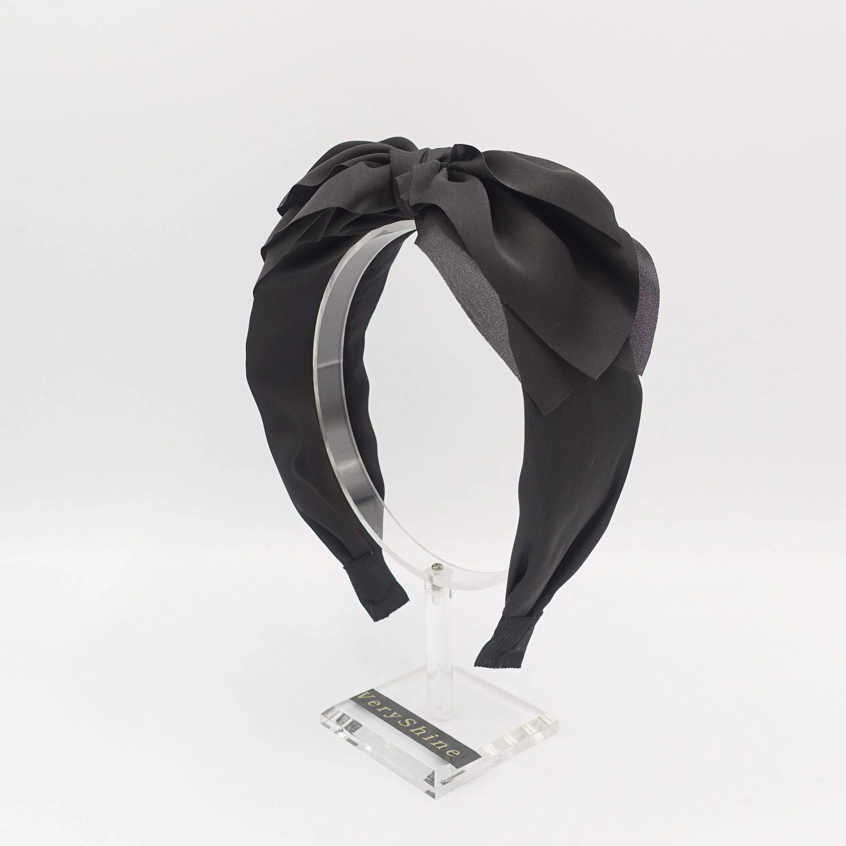 triple layered bow knot headband chiffon solid hairband for women