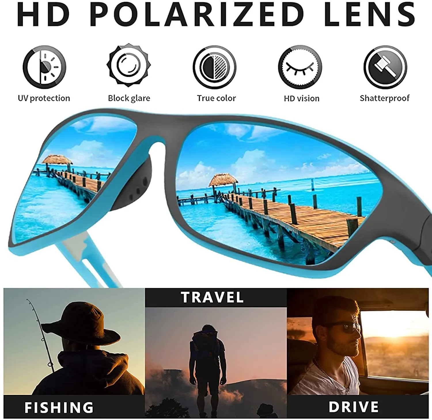 UV Protected Polarised Sports Sunglasses for Driving Cycling Fishing Cricket