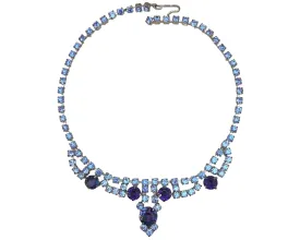 Vintage 1950s Blue Rhinestone Choker Necklace