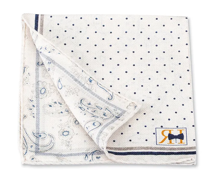 White Dot/Paisley Pocket Square - 5657