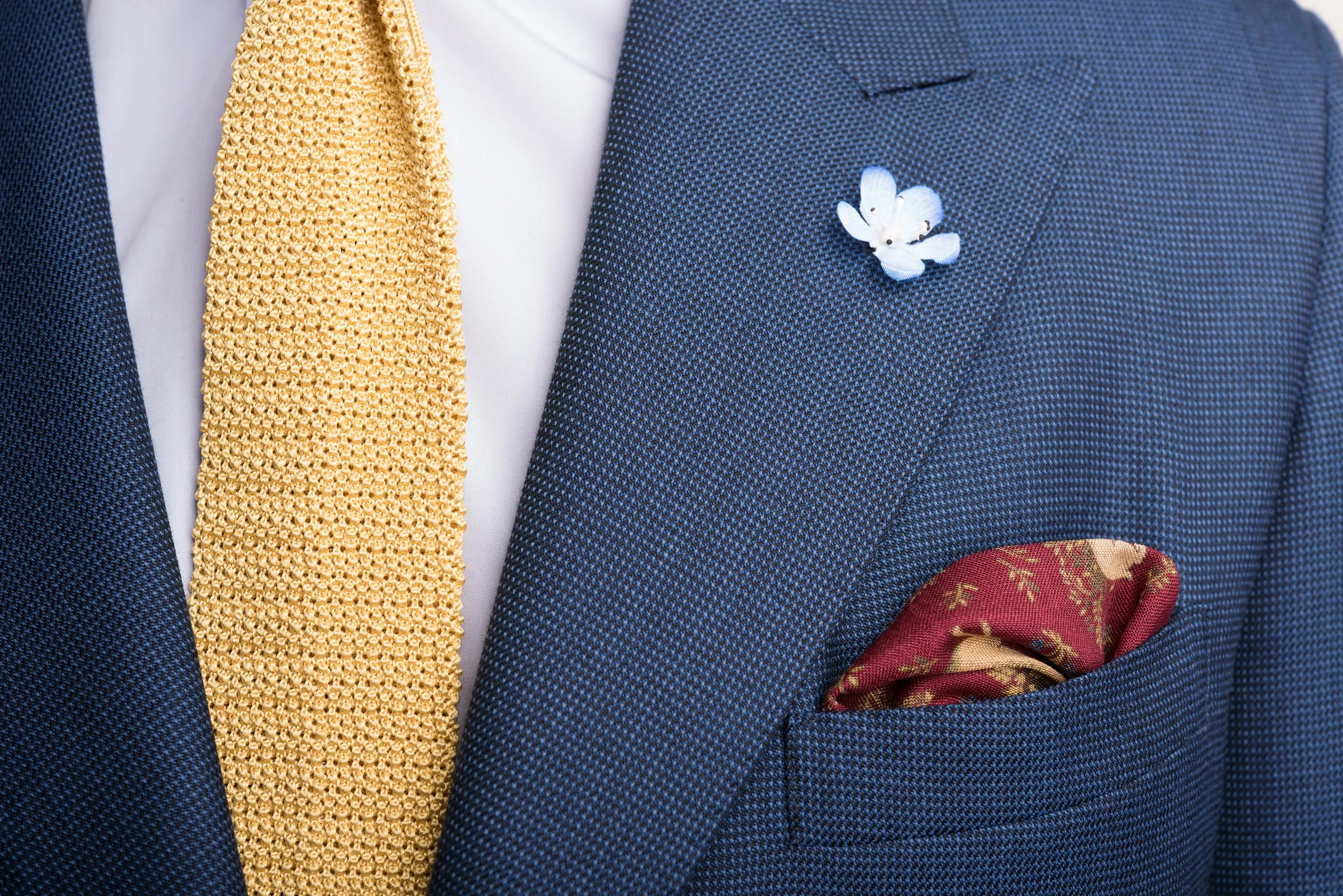 Wine Red Rabbit Silk Wool Pocket Square