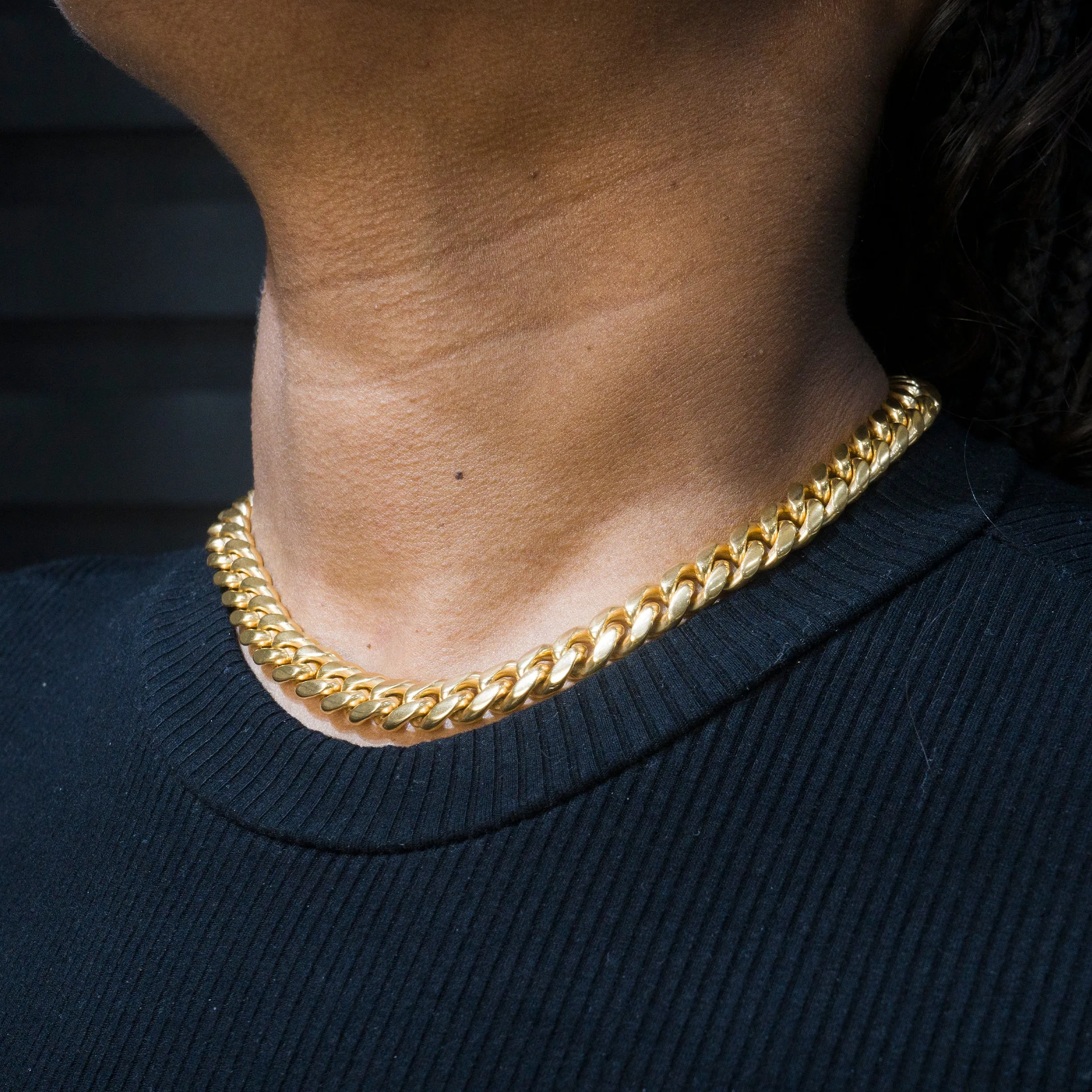 Women's Gold Chain Solid Miami Cuban Link