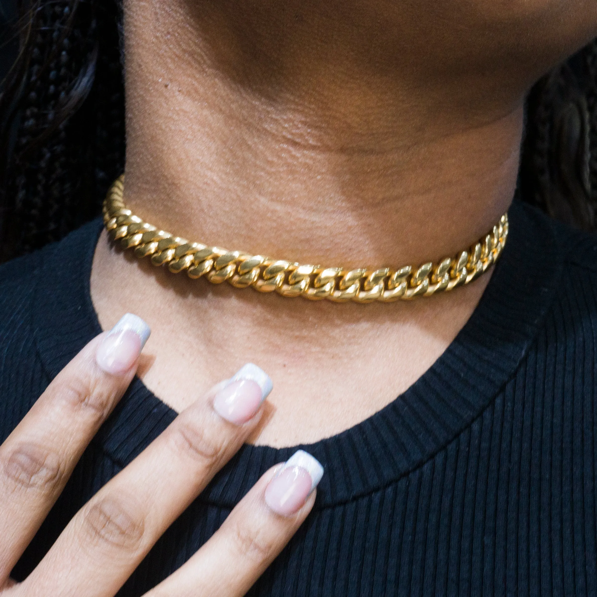 Women's Gold Chain Solid Miami Cuban Link