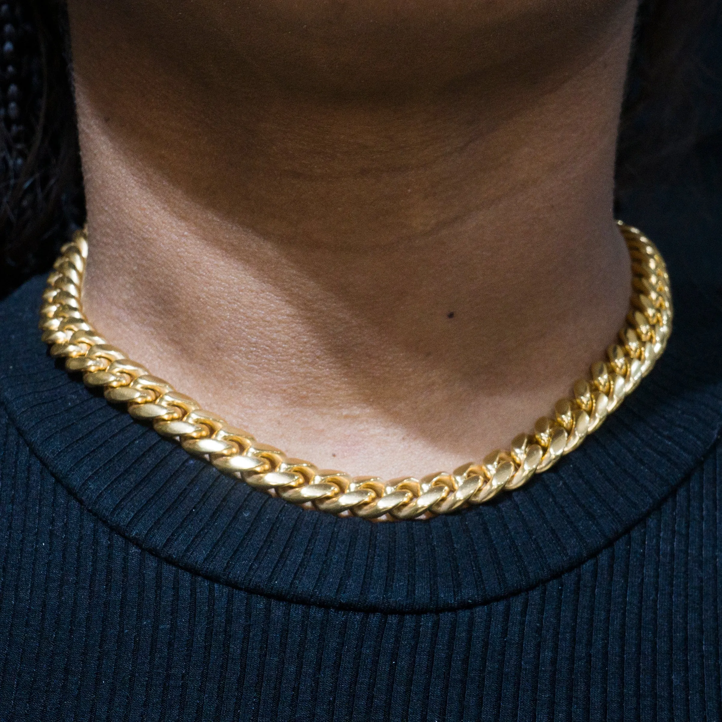 Women's Gold Chain Solid Miami Cuban Link