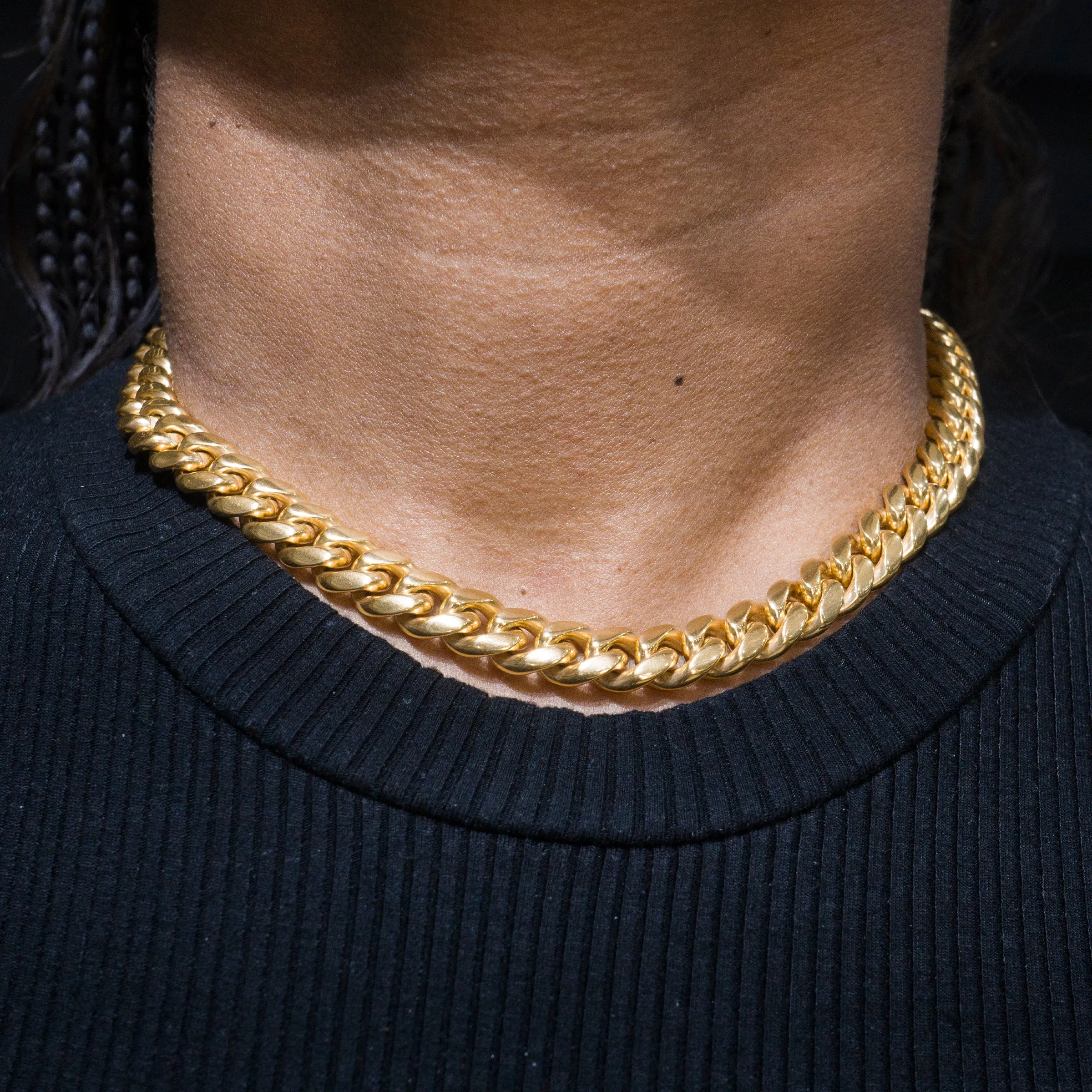 Women's Gold Chain Solid Miami Cuban Link