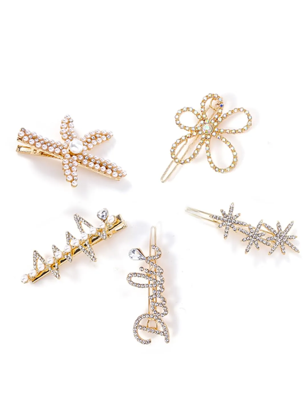 Yellow Chimes 5 PCs Hair Clips for Women Crystal Fancy Hairpins Hair Accessories for Women Girls,