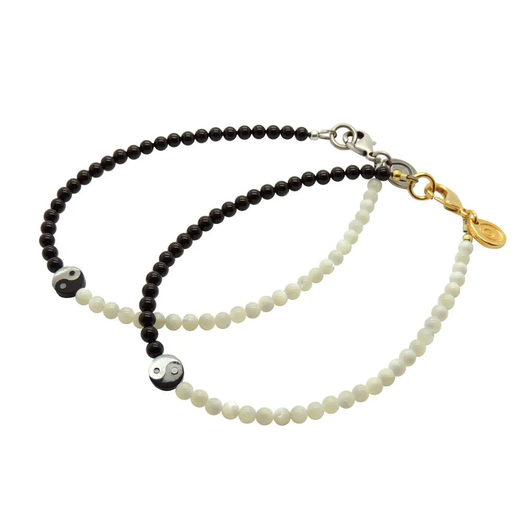 Yin Yang Charm Gemstone Duo Anklet